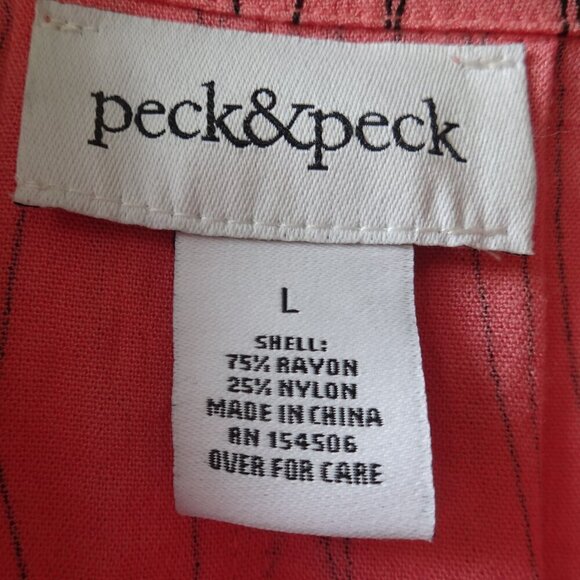 Peck & Peck women's button down top size L, salmon color with small black lines - Picture 2 of 13